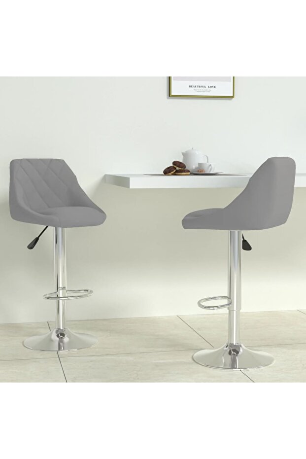Bar Stool 2 pcs Light Grey Velvet