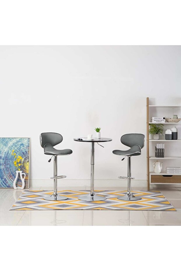 Bar Stools 2 pcs Grey Faux Leather