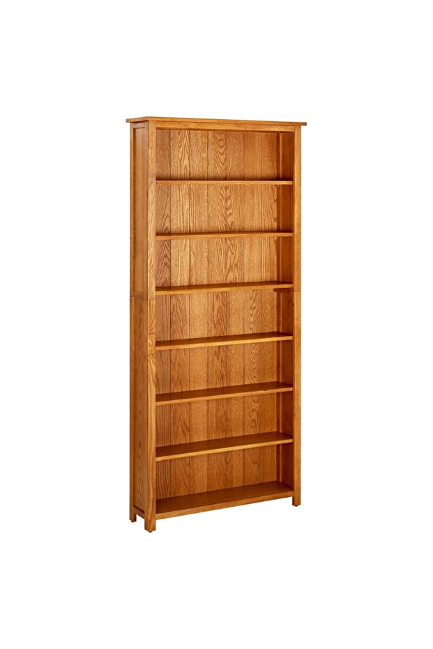 7-Tier Bookcase 90x22.5x200 cm Solid Oak Wood