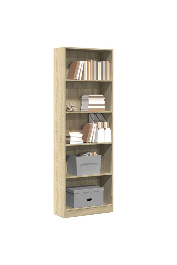 Bookcase Sonoma Oak 60x24x176 cm Engineered Wood