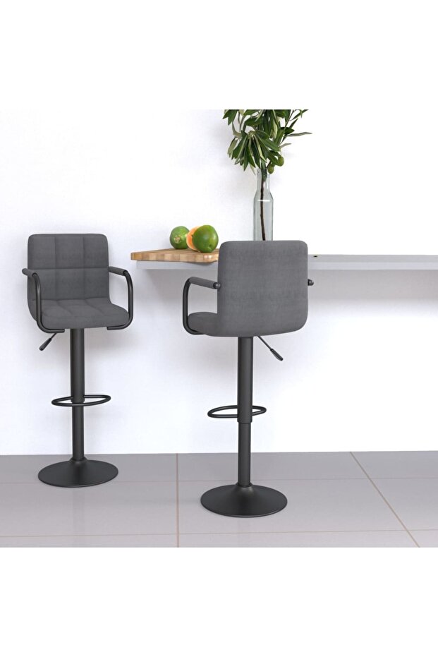 Bar Stools 2 pcs Light Grey Fabric