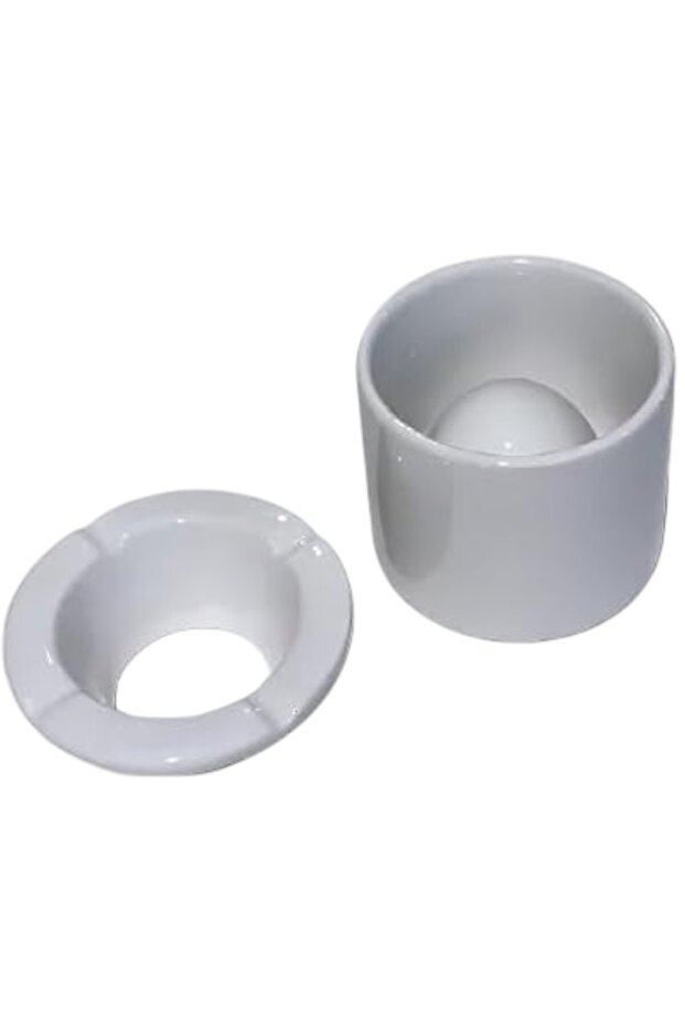 Ceramic Ashtray with Cigarette Rest, White, 10 cm Diameter
