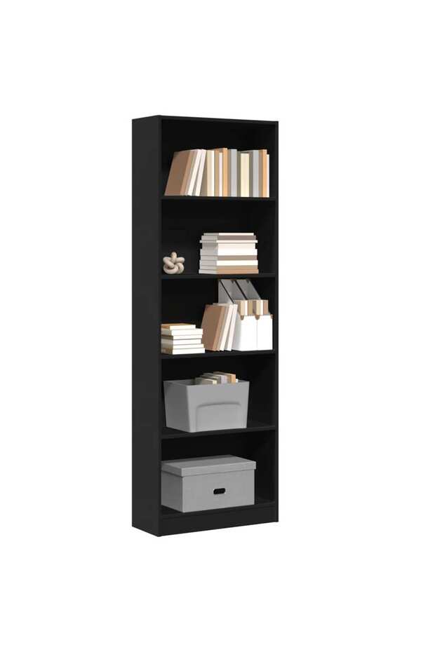 Bookcase Black 60x24x176 cm Engineered Wood