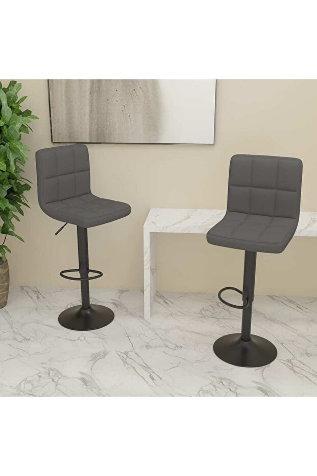 Bar Stools 2 pcs Dark Grey Fabric