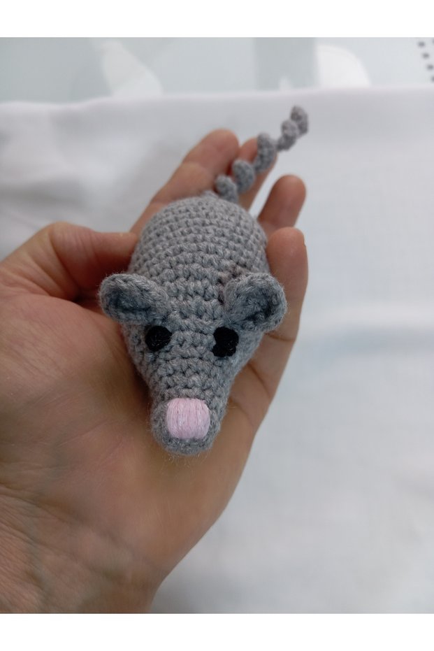 Hand-Knitted Cat Toy Mouse