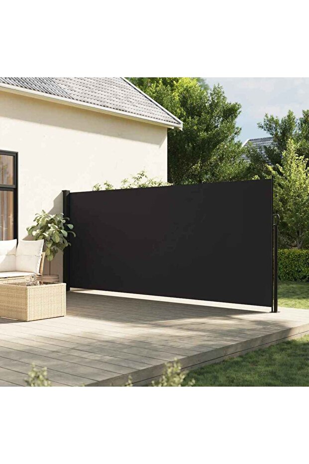 Retractable Side Awning Black 160x600 cm