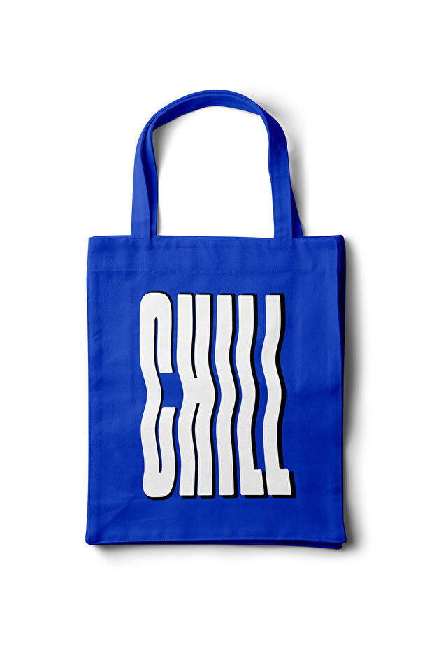 Artistic Gabardine Cloth Bag – Typography Chill Text Printed Design - 35X40