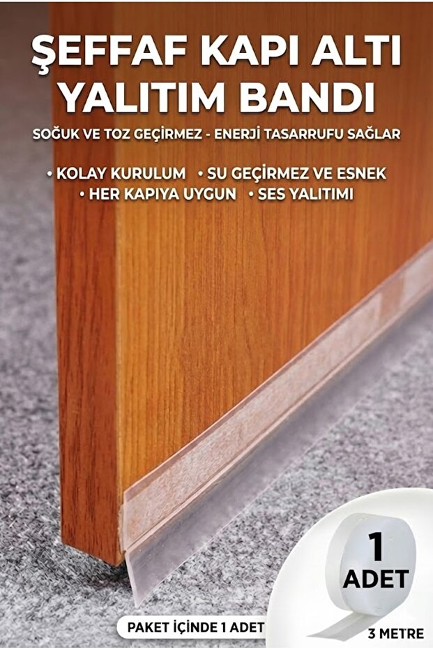 Transparent under Door Wind, Dust and Pest Prevention Isolation Tape (1 Piece) (3 Meters)
