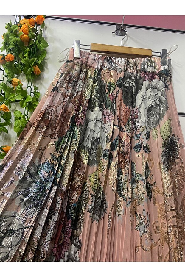 تنورة شيفون منقوشة مع بطانة - 2