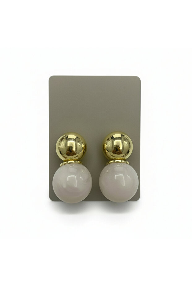 Çelik Top Altın Küpe - 4