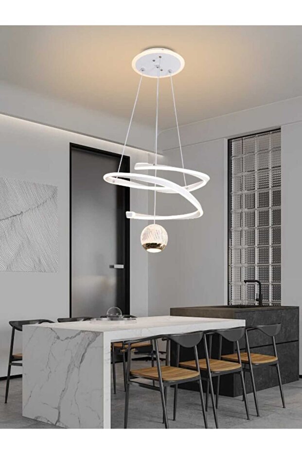 ثريا LED عصرية 9805 | قوة 60 واط مع 3 أوضاع إضاءة LED | قاعدة إضاءة LED | سلك بطول 100 سم