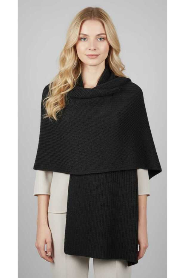 Thick Plain Soft Fleece-Lined Knitwear Shoulder Shawl – Stylish and Comfortable Women's Shawl Model - Shoulder Shawl