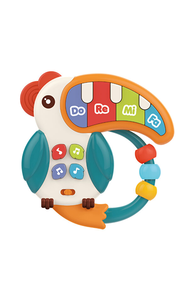 Musical Parrot Piano Toy with Teether, Multicolor