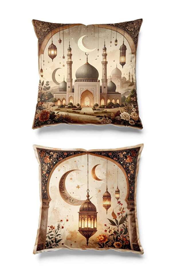 Double-Sided Printed Set of 2 Suede Cushion Covers - Ramadan Otto - Ramadan Kareem