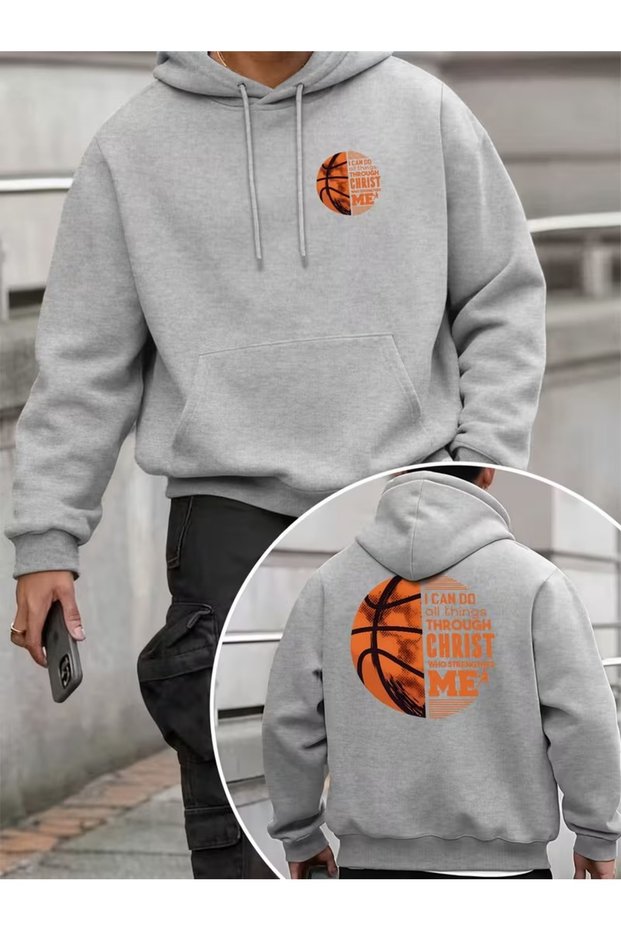 Men's Fashion Creative Design Printed Sports Casual Multi-Purpose Long Sleeve Loose Hooded Sweatshirt