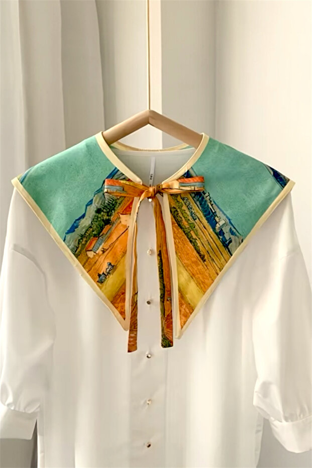 Women's Collar Shawl with Tie Detail and Matte Satin Finish