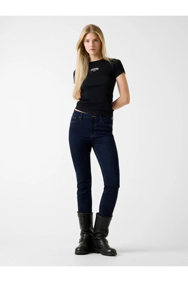 Gj Sleeveless Crew Neck Embroidered Slim Fit Women's Black Top W6Rp21Ka0H1-Jblk