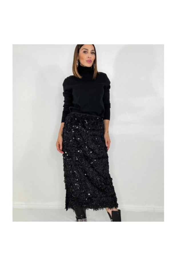 Black Diva Set with Sequin Skirt