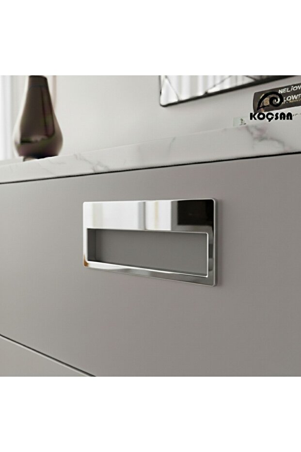 Flush Handle Luxury Country Kitchen Furniture Cabinet Drawer Handle Chrome 96 mm