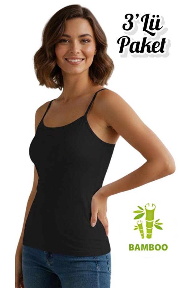 3-Pack Luxury Bamboo Rope Strap Women's Tank Top Ozt3-504