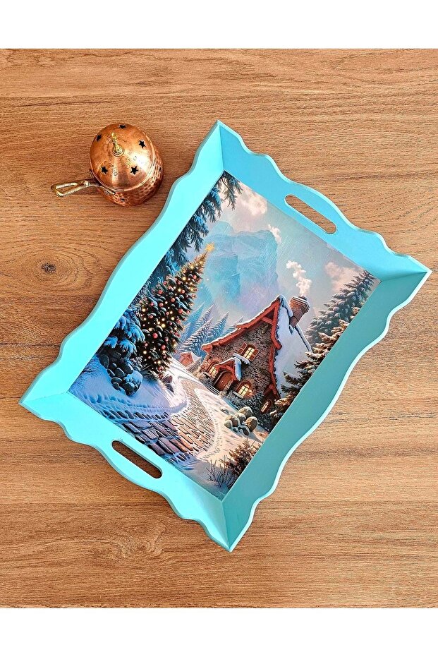 Handmade Wooden Painting Tray - Whispering Winter Collection | No: 3