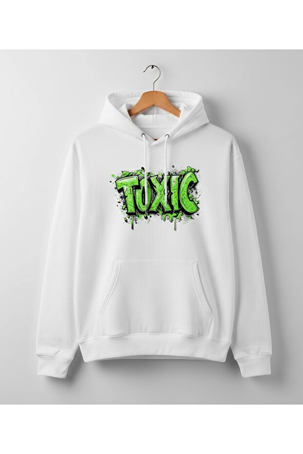 Unisex 100% Cotton Toxic Written Printed Hooded Sweatshirt