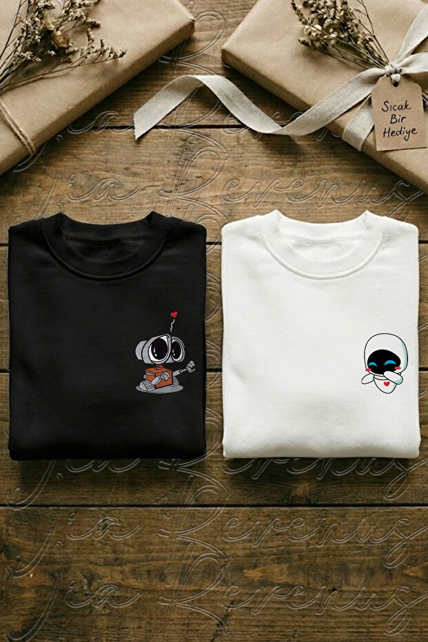 Printed Unisex Oversized Crew Neck Sweatshirt Lover Couple Combination (Set of 2)