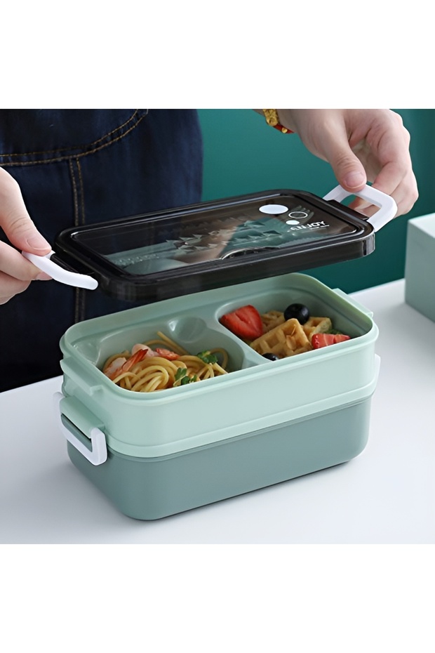 ZJ&Brothers علبة غداء، 4-3-2 أقسام، 1100 مل، آمنة للاستخدام في ...