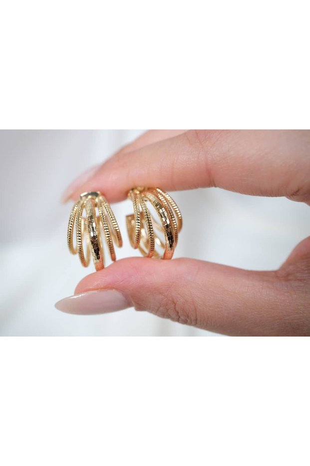 Kp112 Burgu Detail Gold Hoop Earrings