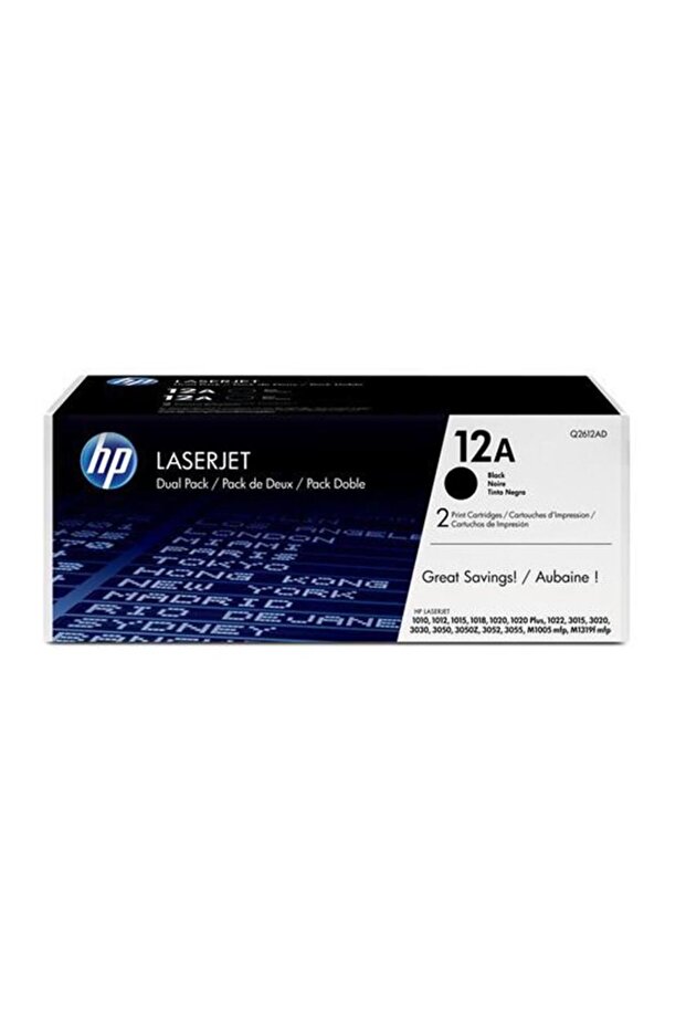 HP 12AD أسود أسود 2000 صفحة حبر مزدوج Q2612AD