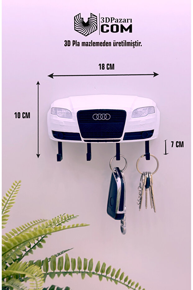 Audi A4 Model Designed White Color 3D Printing Decorative Keychain