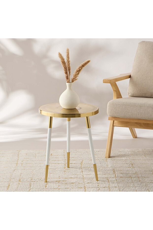 Gia Como Textured Metal Top Tripod Side Table - 40x52 cm