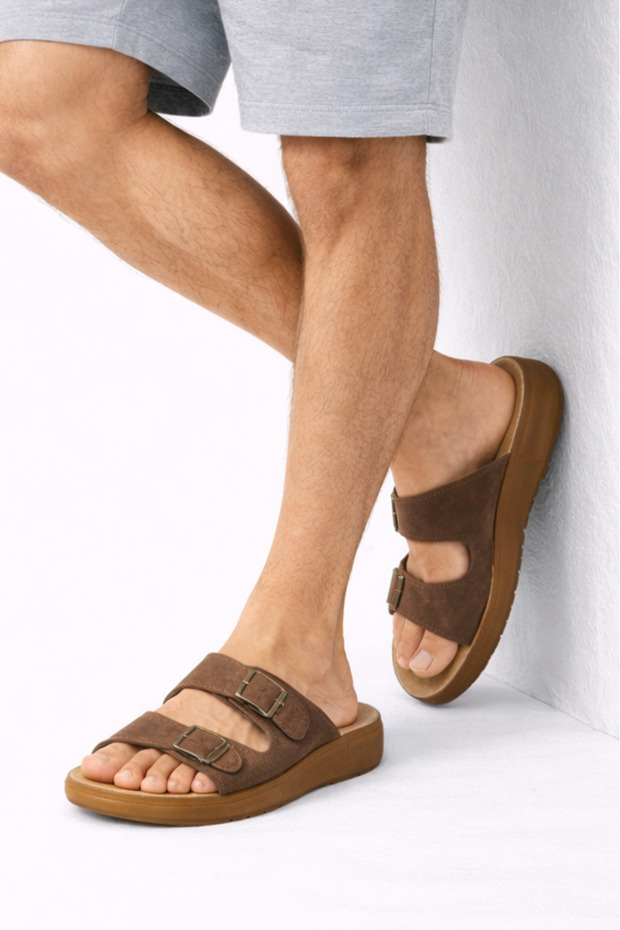 Sue 5352 Men's Double Buckle Beach Pool Garden Lightweight Casual Slippers