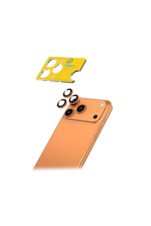 iPhone 17 Pro/17 Pro Max Safir Lens Koruyucu - Turuncu