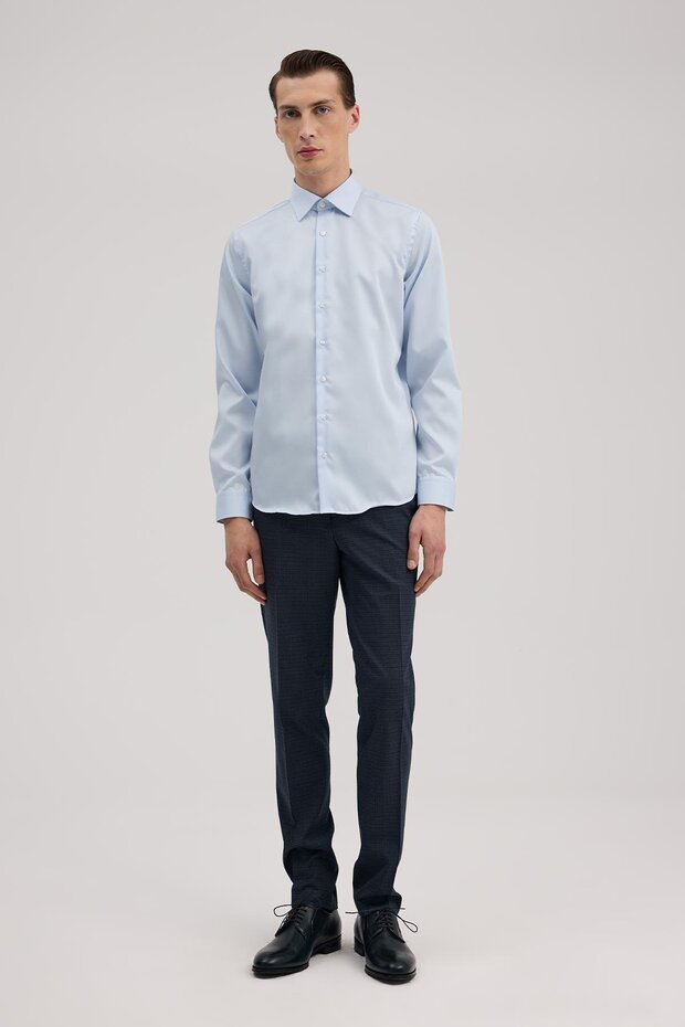 Blue Comfort Fit 100% Cotton Non-Iron Shirt