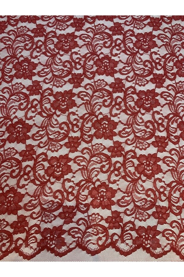 Red Fine Lace Fabric – Floral Pattern
