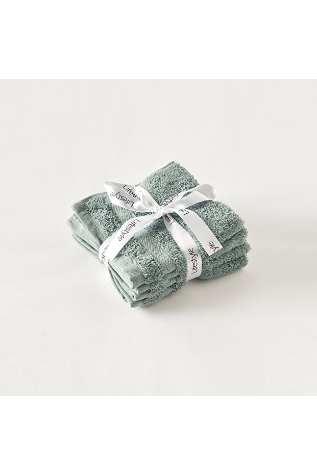 Textured 4-Piece Face Towel Set - 30x30 cms
