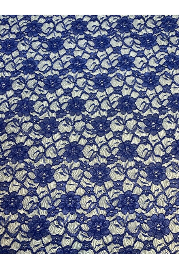 Cobalt Blue Fine Lace Fabric – Small Floral Pattern