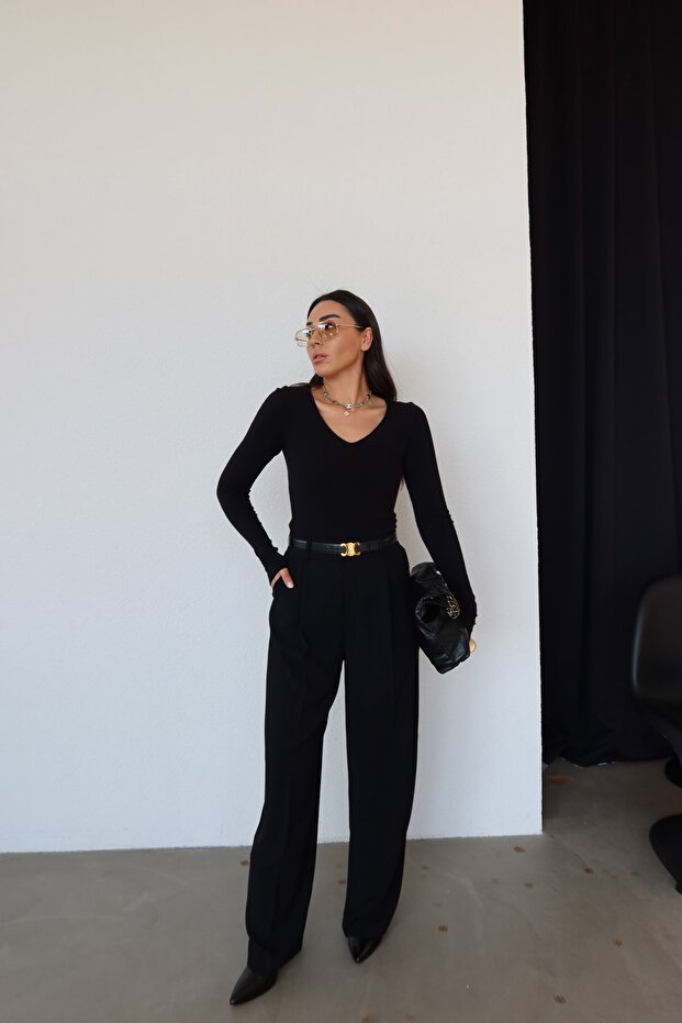 Yüksek Bel Basic Pantolon - 2