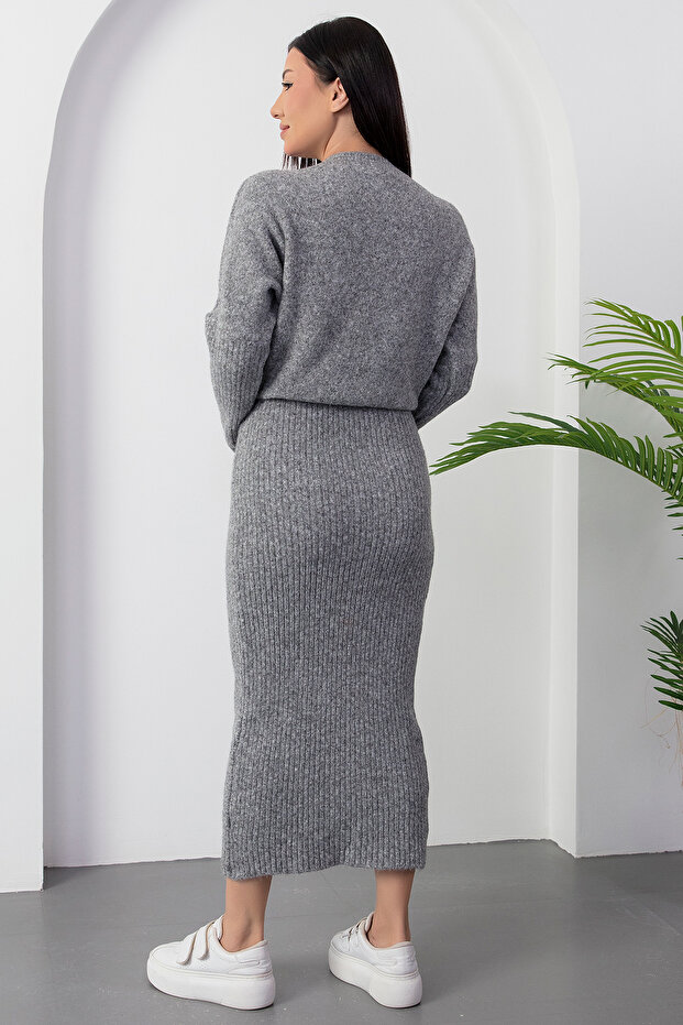 Bisiklet Yaka Uzun Triko Elbise DM2711 - 6