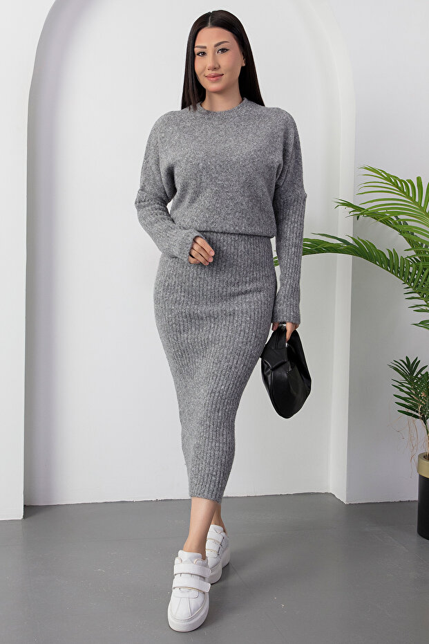 Bisiklet Yaka Uzun Triko Elbise DM2711 - 1