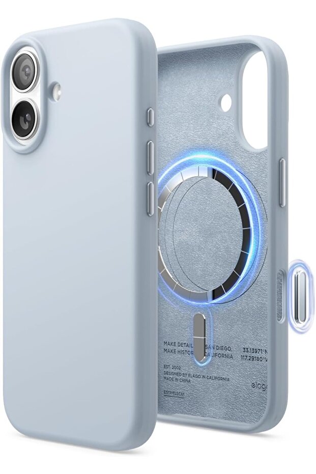 Magnetic Liquid Silicone For iPhone 17 case cover [Camera Control Button] - Light Blue