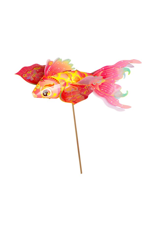 DIY Koi Fish Lantern 49x24cm – Chinese New Year Craft Kit for Kids & Adults, Red & Gold Decor