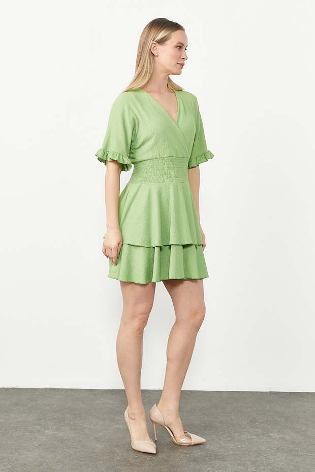 Katlı Mini Elbise - 5