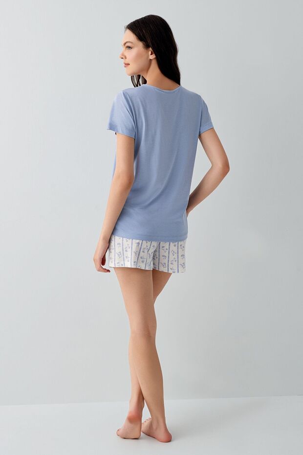 Kadın Mavi Şort Takım - 4