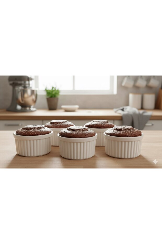 Set of 6 Ceramic Classic Souffle Bowls - Simple Elegant and Practical Set of 6 Ceramic Classic Souffle Dishes