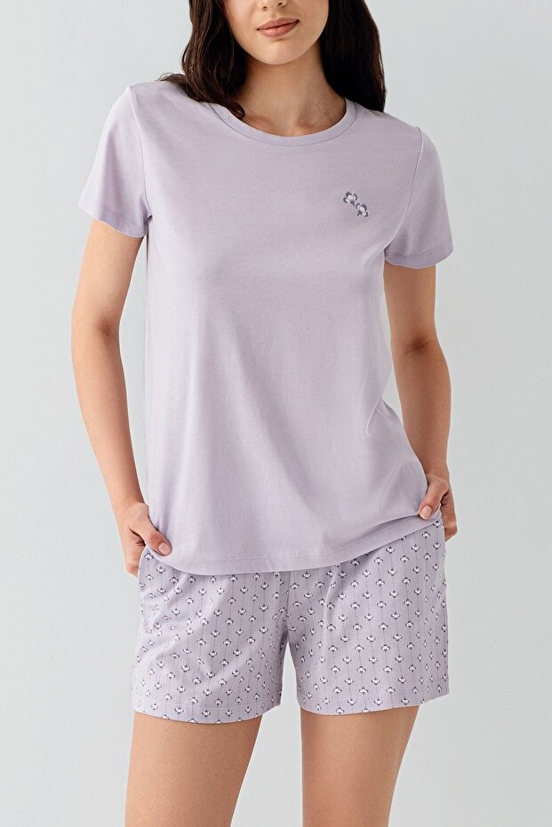 Kadın Mor Şort Takım - 3