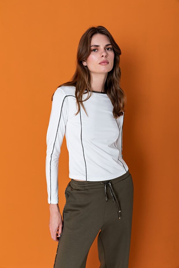 26KB005 GARNİ BİYELİ BLUZ - 1