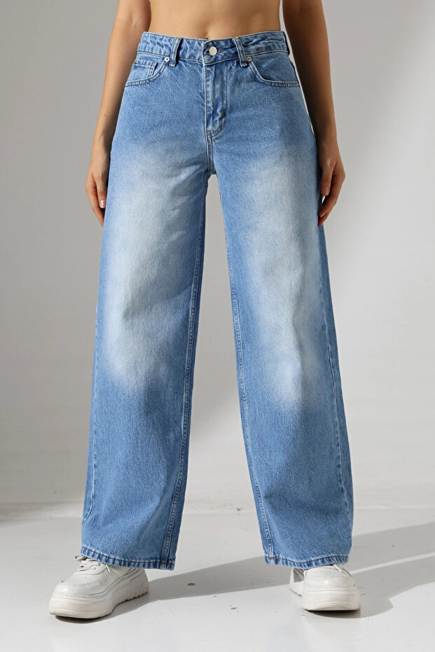 High Waist Wide Leg Light Blue Jean Pants