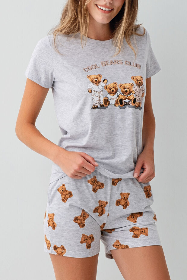 Kadın Gri Şort Takım - 3